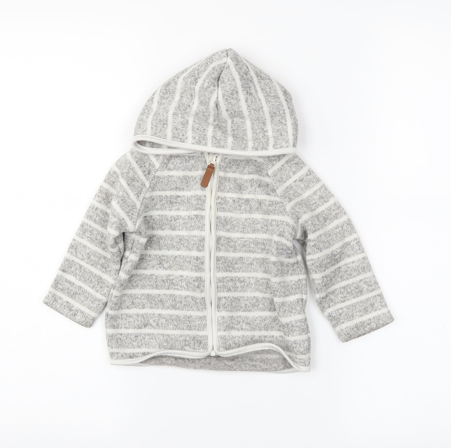 H&M Boys Grey Striped  Full Zip Jumper Size 9-12 Months