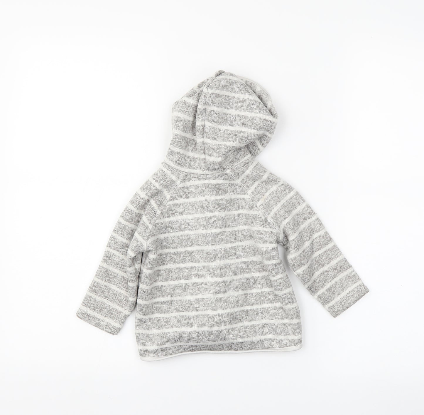 H&M Boys Grey Striped  Full Zip Jumper Size 9-12 Months
