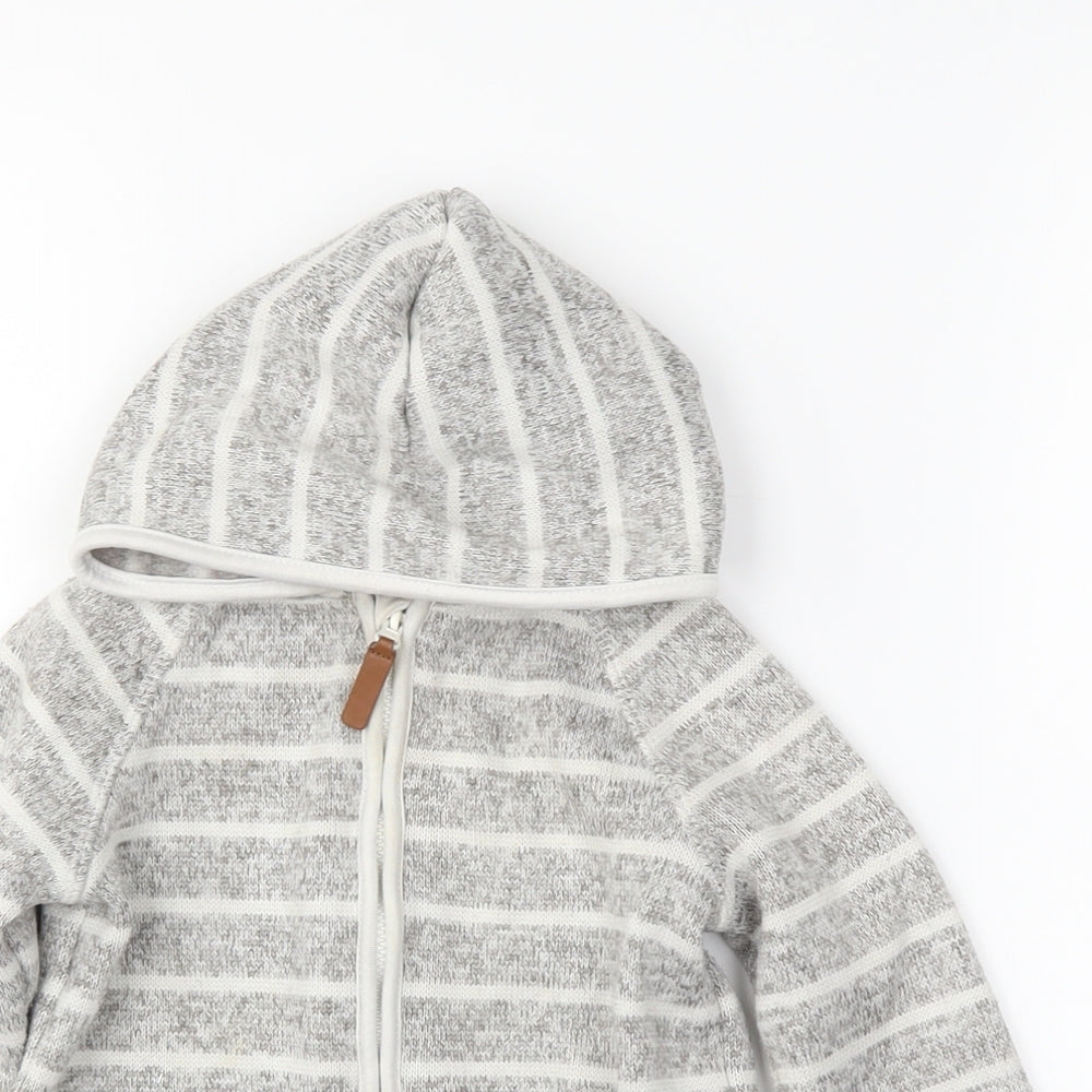 H&M Boys Grey Striped  Full Zip Jumper Size 9-12 Months