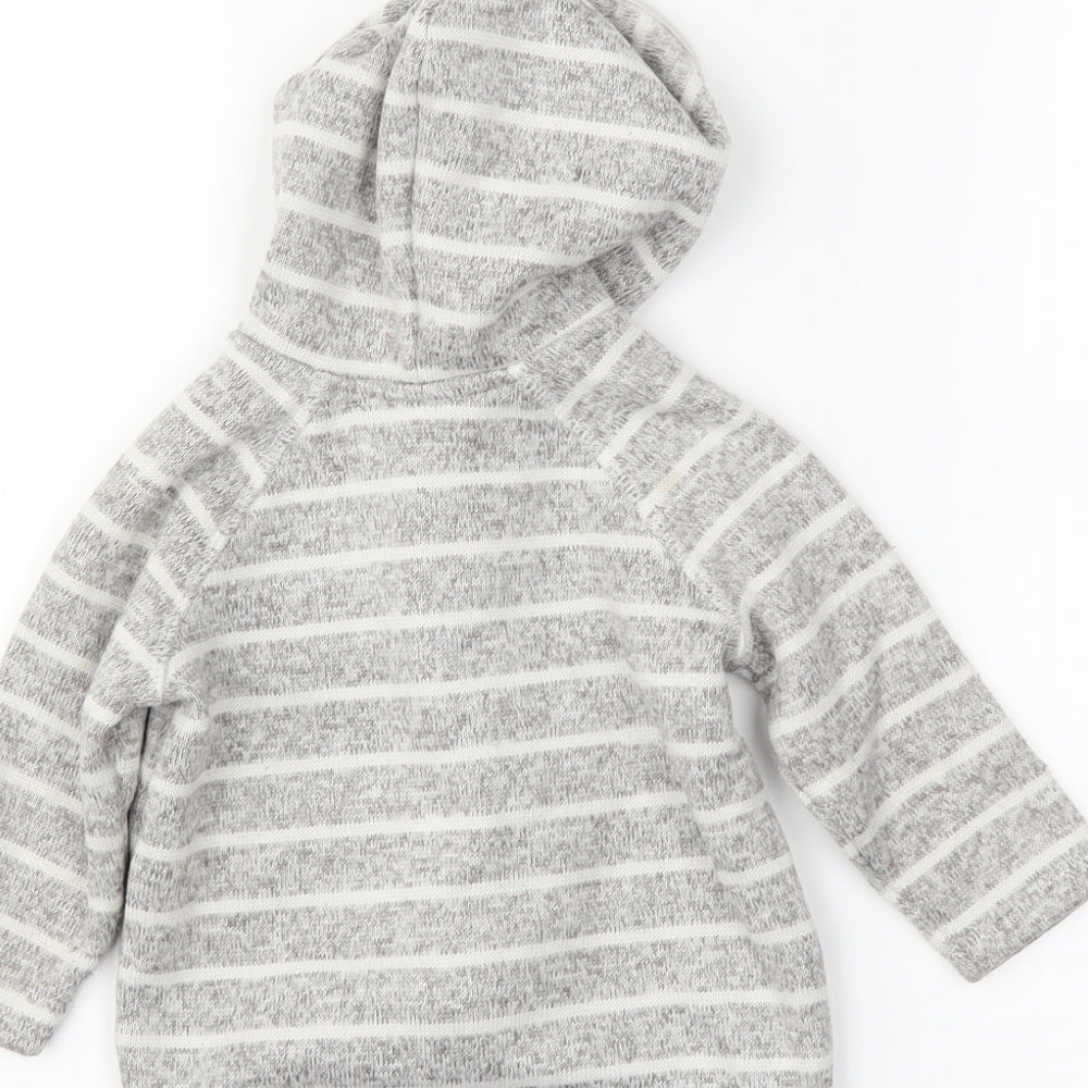 H&M Boys Grey Striped  Full Zip Jumper Size 9-12 Months