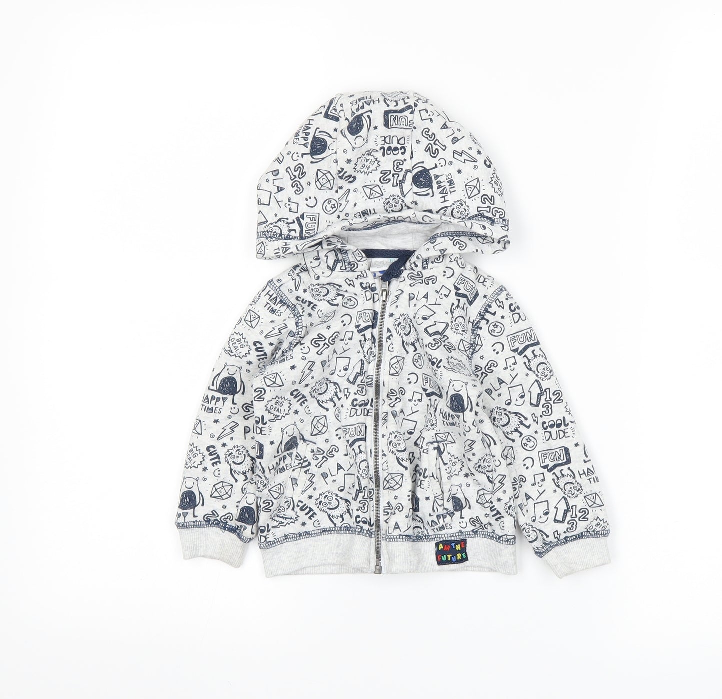 F&F Boys Grey   Full Zip Jumper Size 9-12 Months