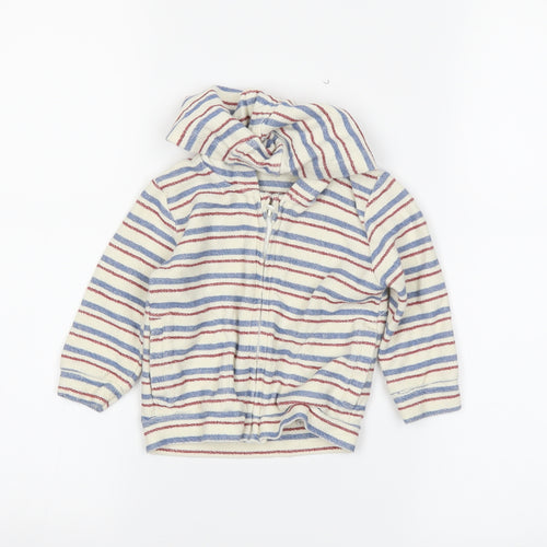 M&S Boys Beige Striped  Full Zip Jumper Size 6-9 Months