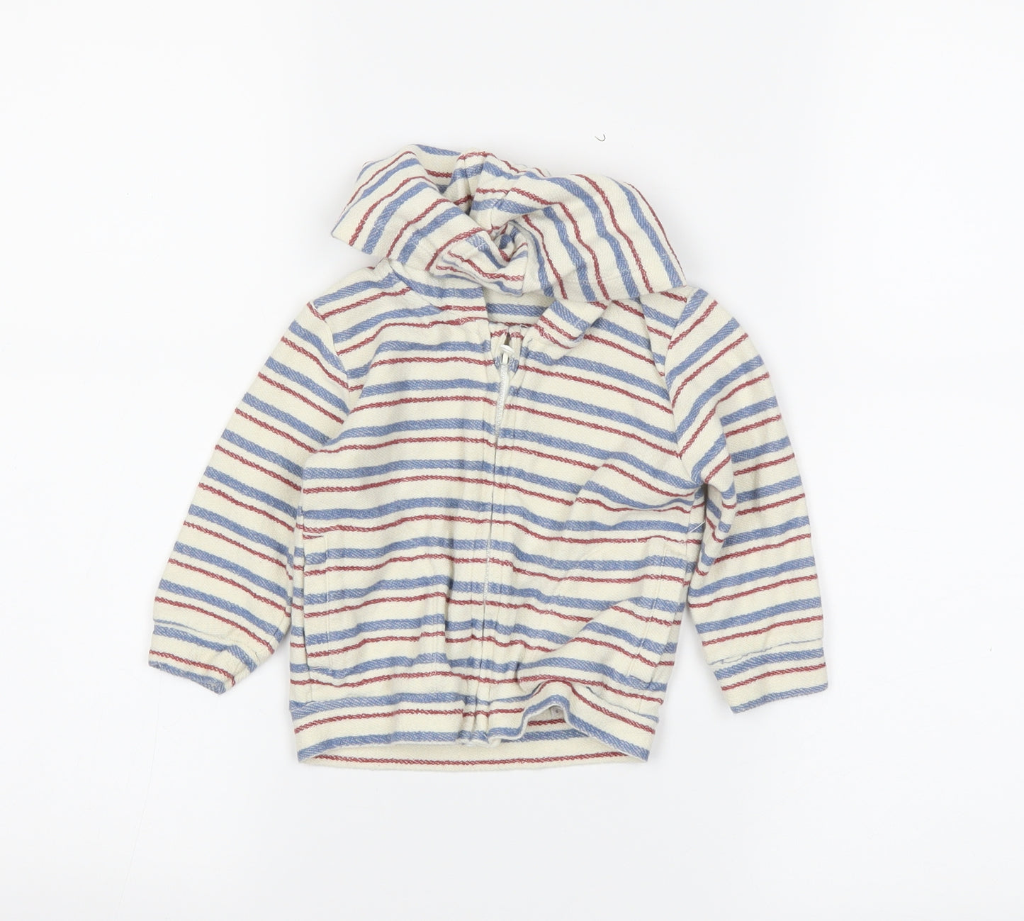 M&S Boys Beige Striped  Full Zip Jumper Size 6-9 Months