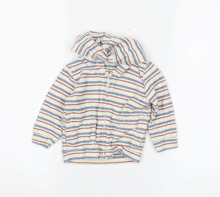 M&S Boys Beige Striped  Full Zip Jumper Size 6-9 Months