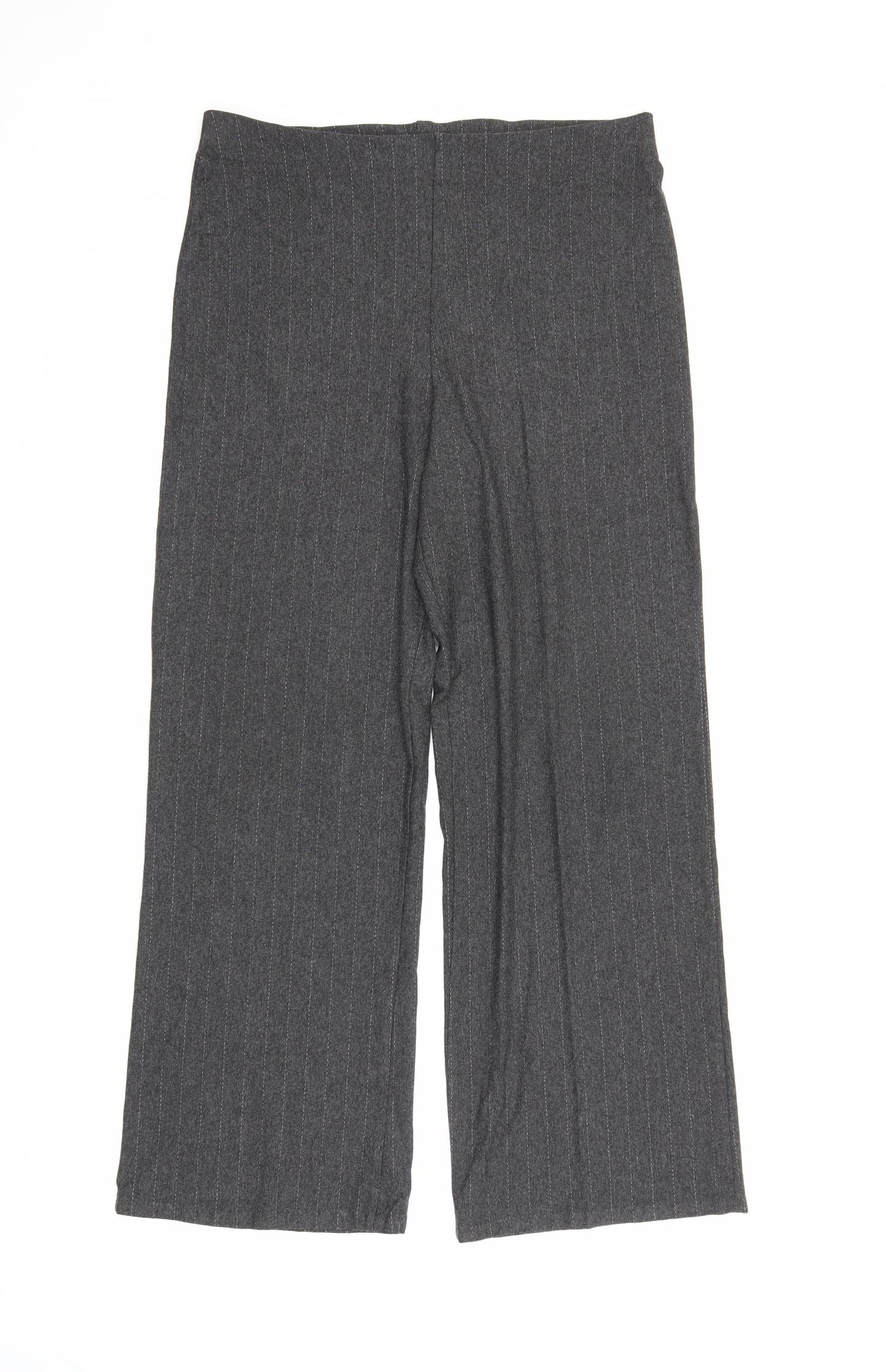 M&S Womens Grey Striped  Trousers  Size 12 L27 in