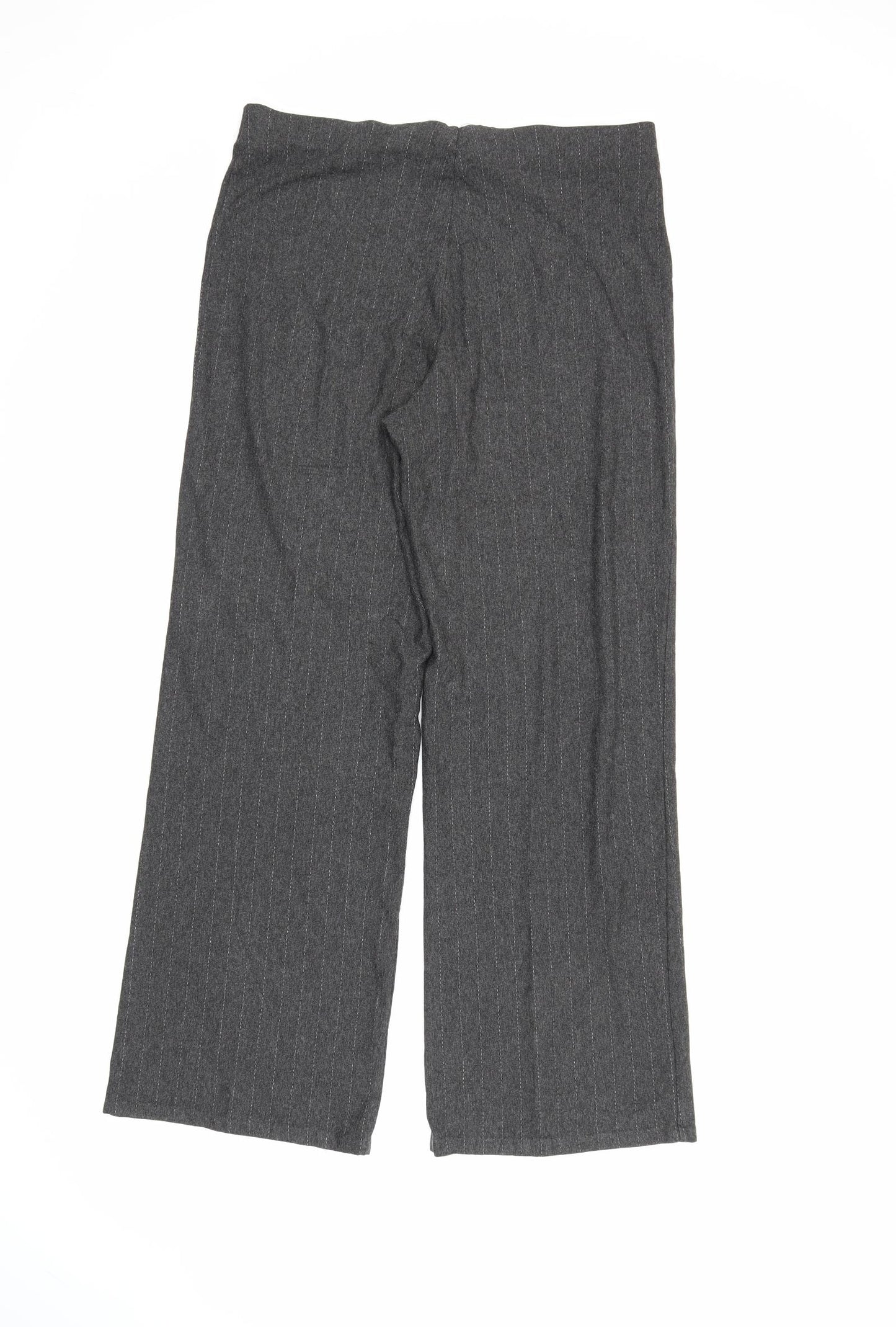 M&S Womens Grey Striped  Trousers  Size 12 L27 in