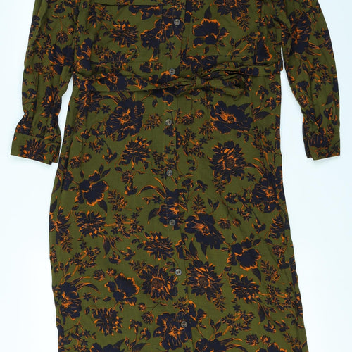 Primark Womens Green Floral  Shirt Dress  Size 4