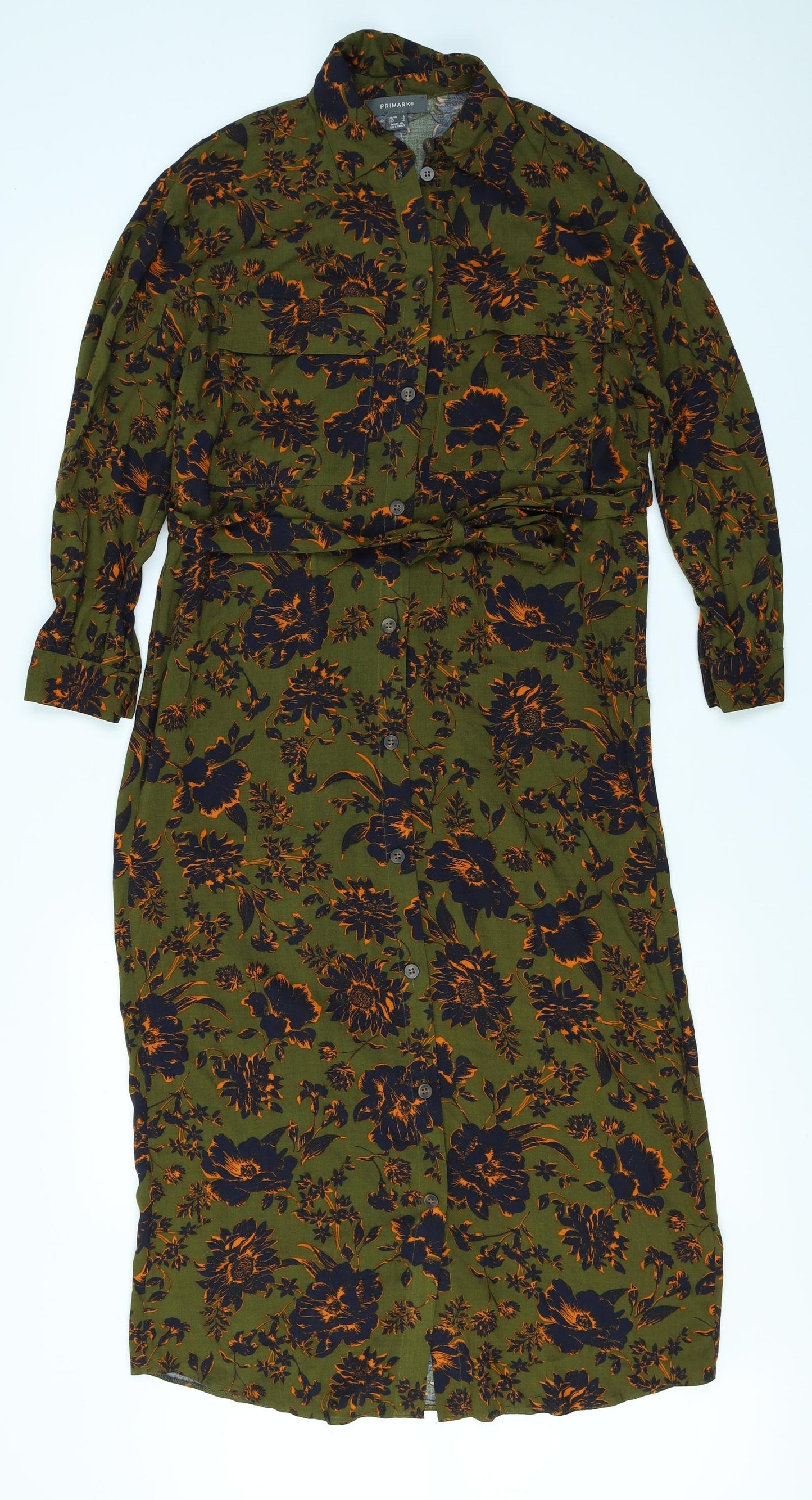 Primark Womens Green Floral  Shirt Dress  Size 4