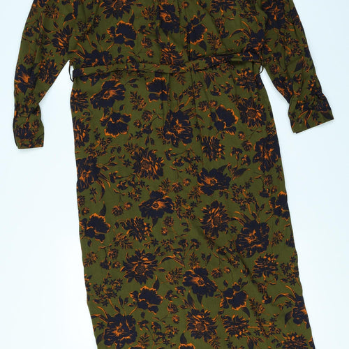 Primark Womens Green Floral  Shirt Dress  Size 4