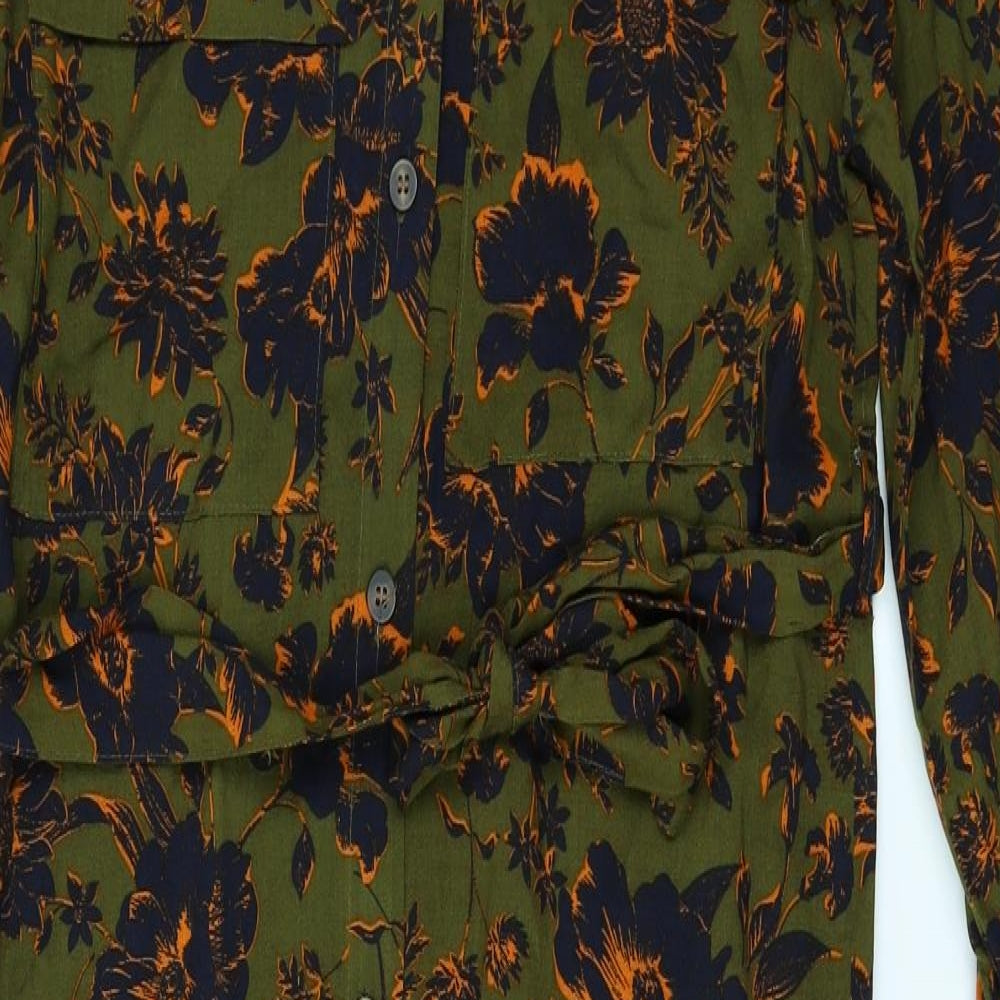 Primark Womens Green Floral  Shirt Dress  Size 4