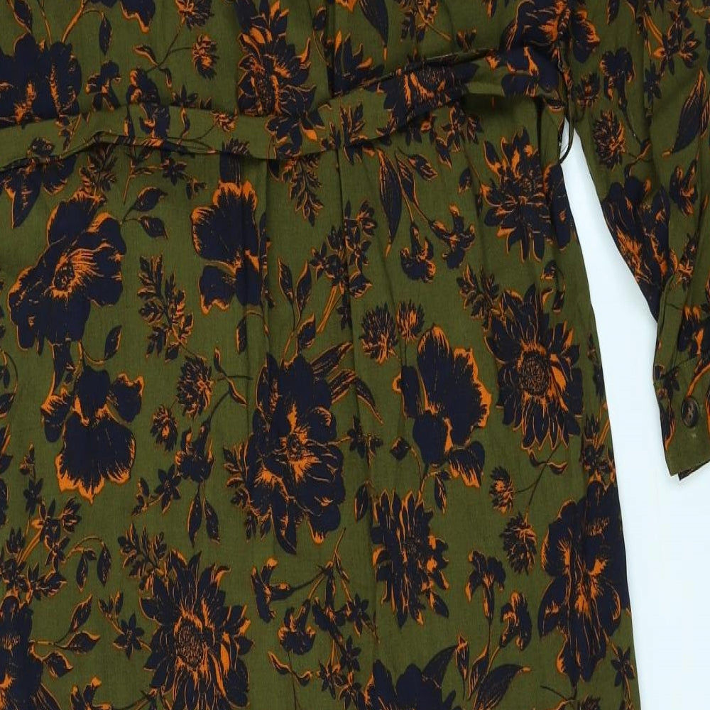 Primark Womens Green Floral  Shirt Dress  Size 4