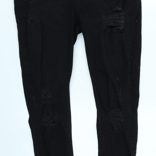 V Womens Black  Denim Skinny Jeans Size 14 L28 in