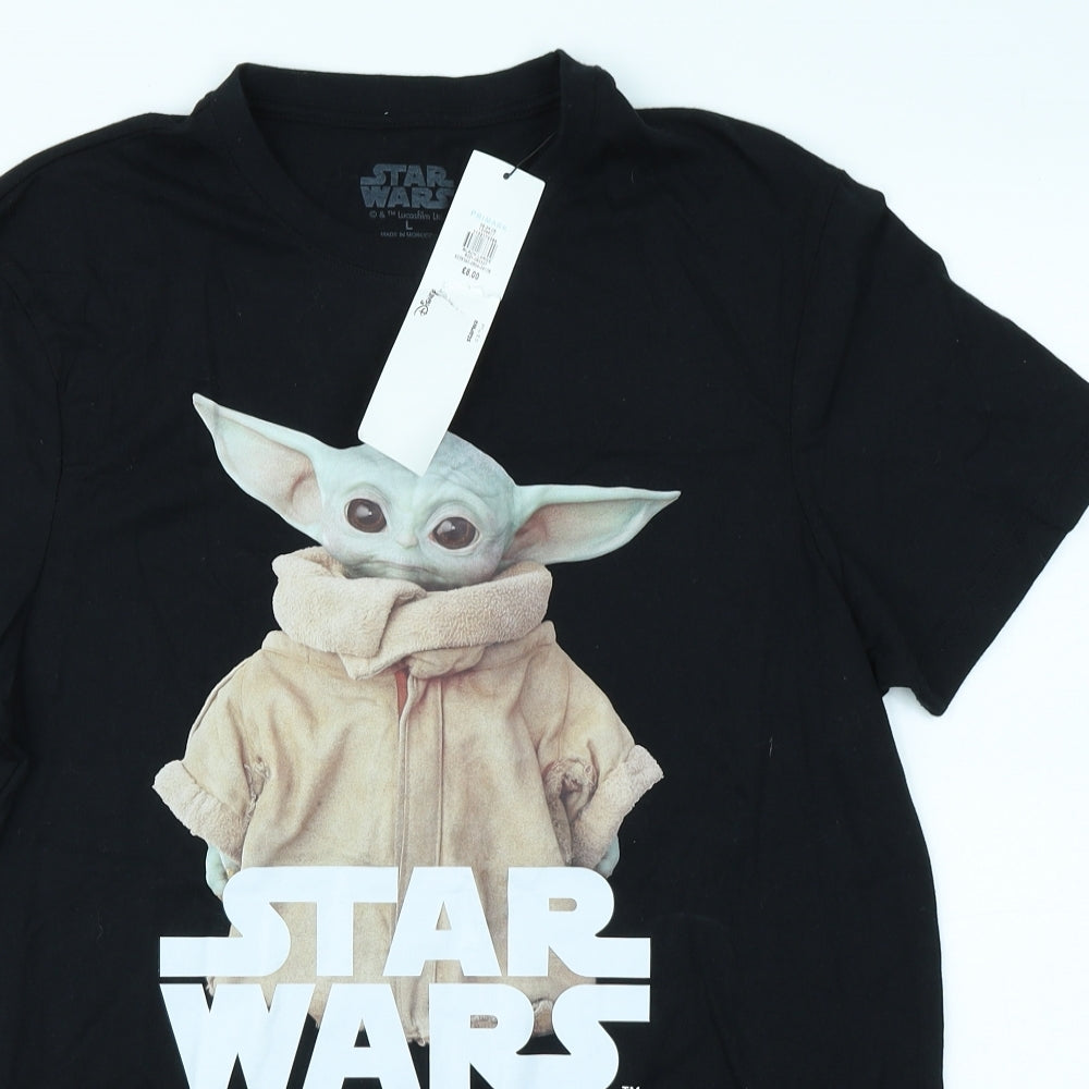 Primark Mens Black    T-Shirt Size L  - Star Wars The Mandalorian