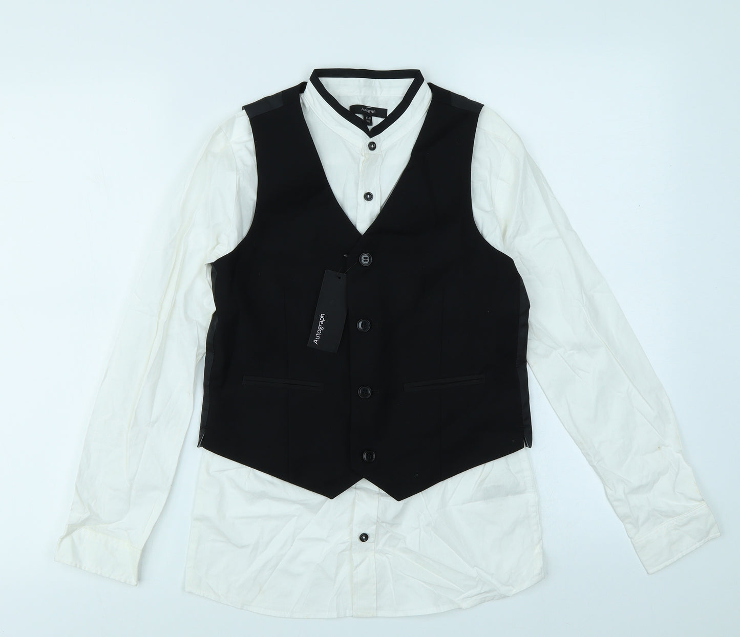 Autograph Boys Black   Basic Button-Up Size 10-11 Years  - 2 Part set, waistcoat