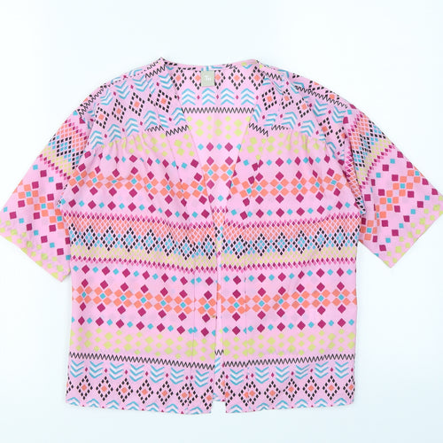 TU Girls Pink Geometric  Kimono Jacket Size 8 Years