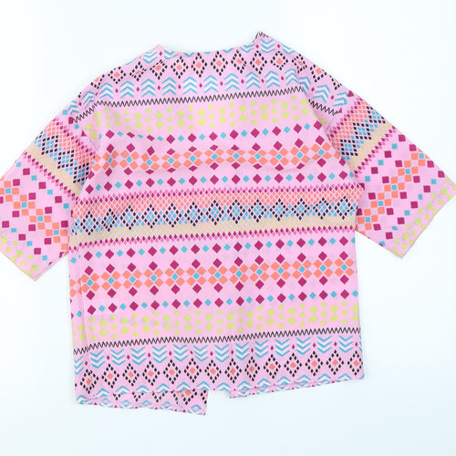 TU Girls Pink Geometric  Kimono Jacket Size 8 Years