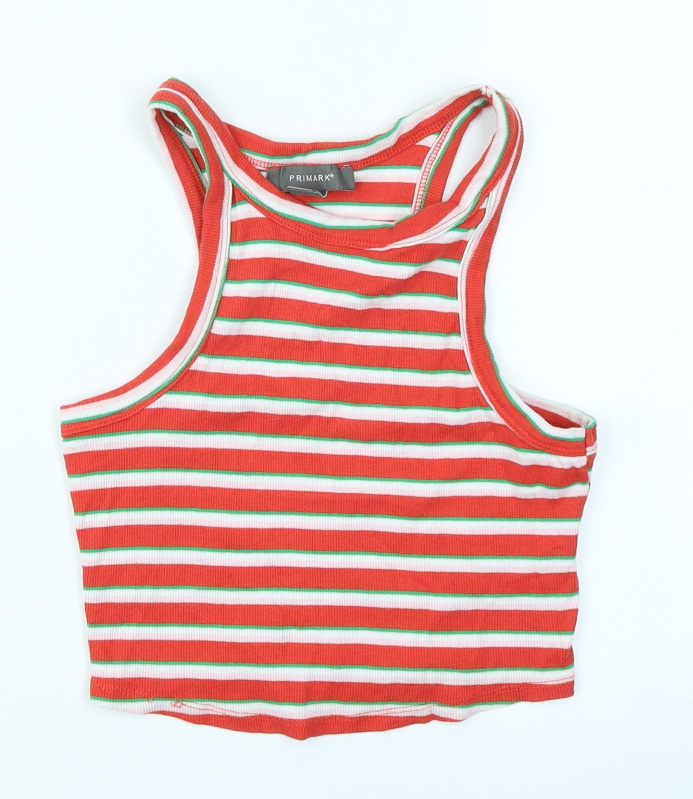 Primark Womens Red Striped  Cropped T-Shirt Size S