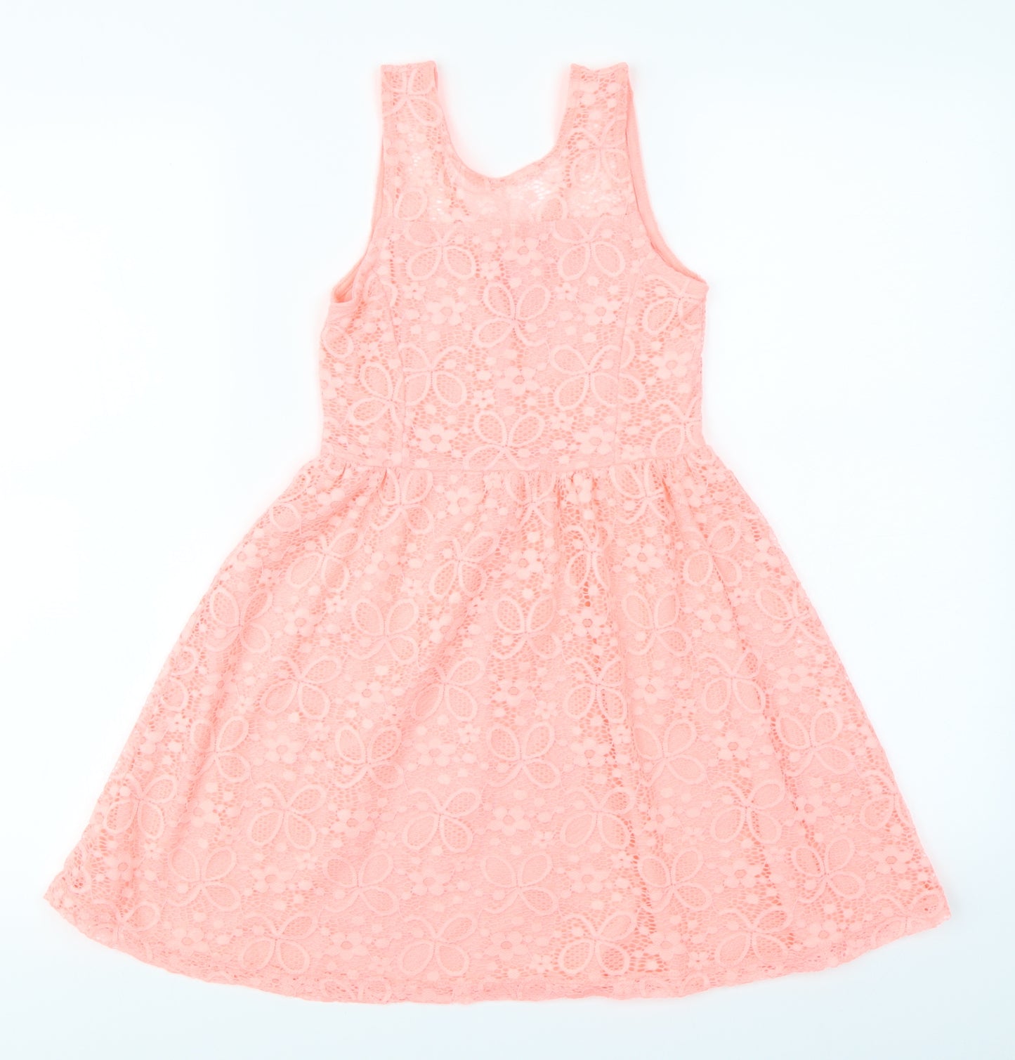 TU Girls Orange   Skater Dress  Size 7 Years