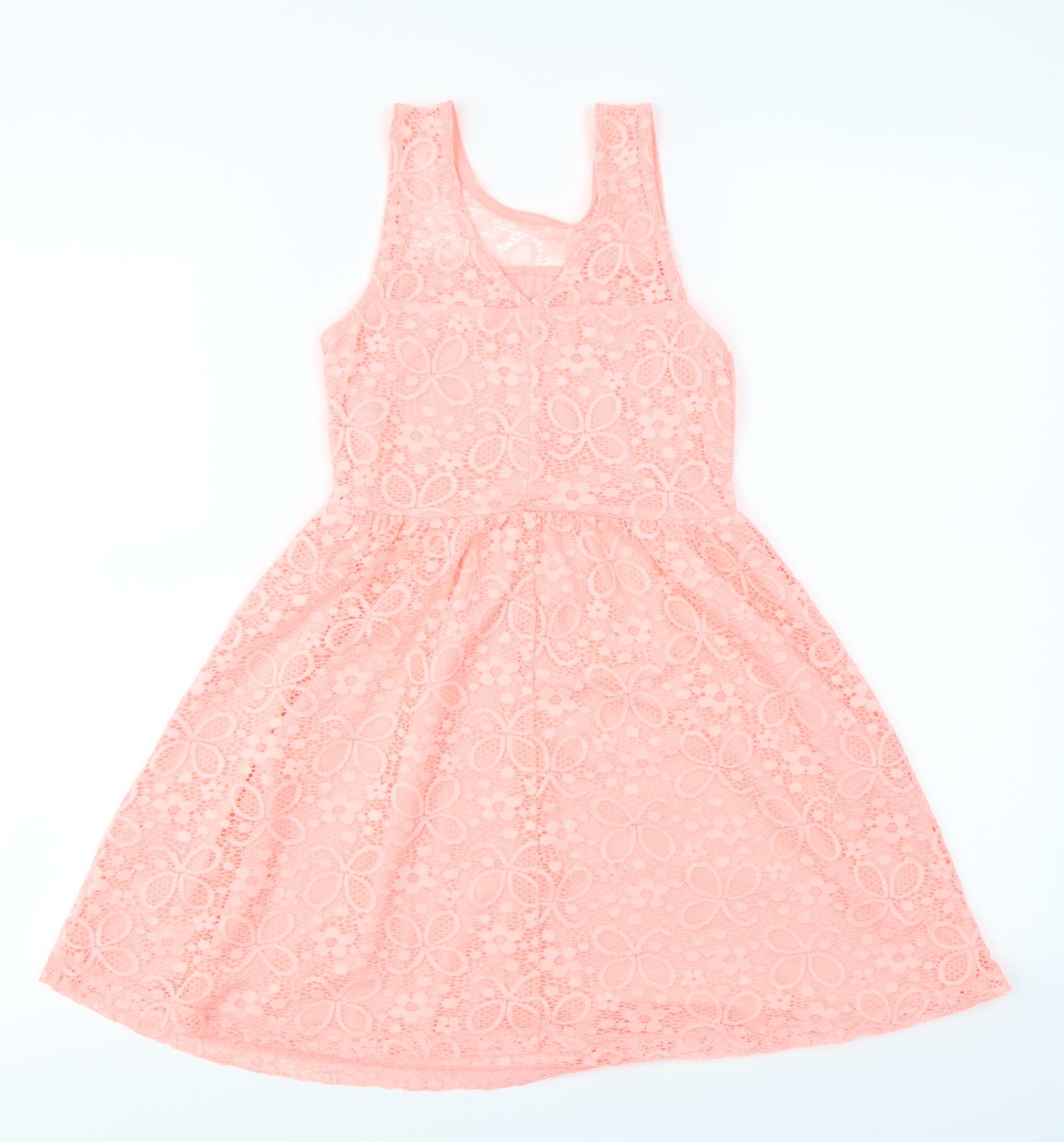 TU Girls Orange   Skater Dress  Size 7 Years