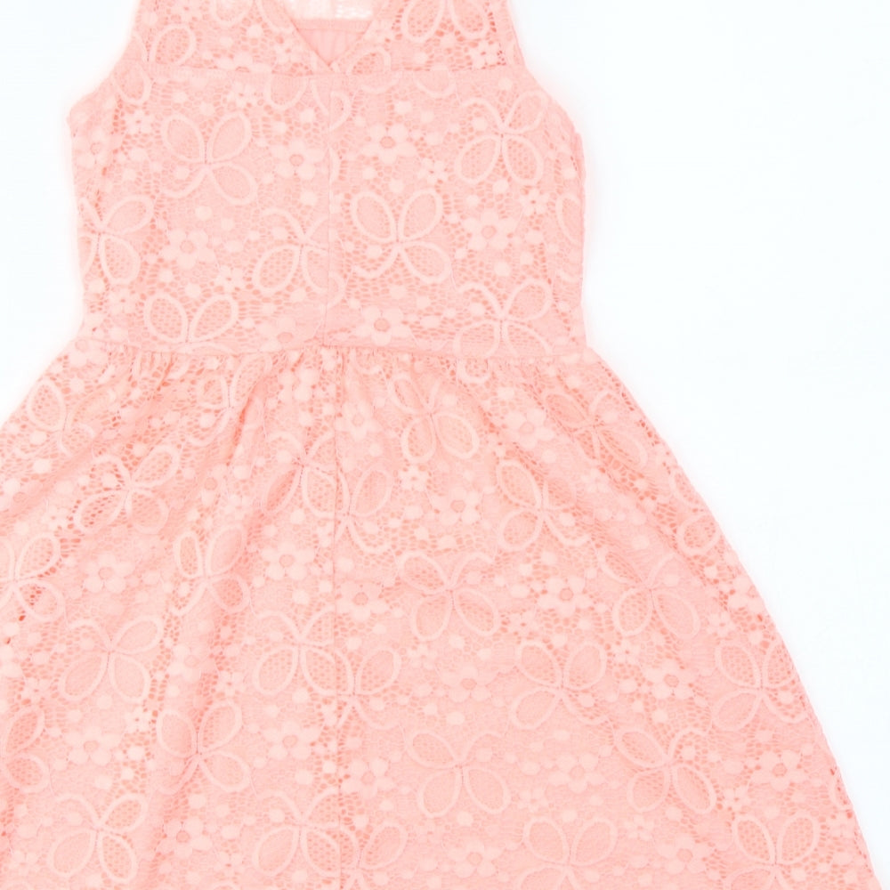 TU Girls Orange   Skater Dress  Size 7 Years
