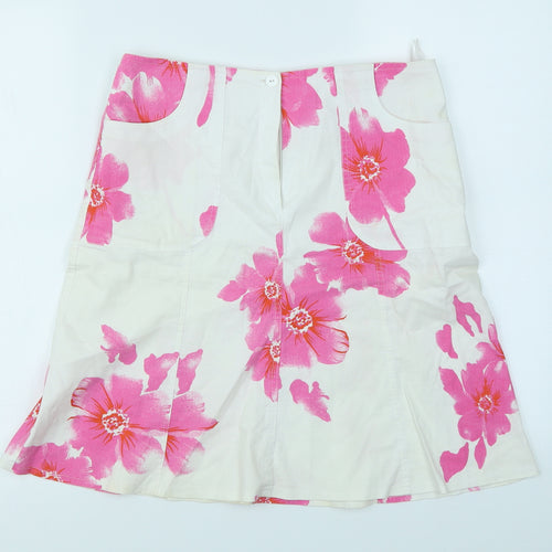 Andante Womens White Floral  Flare Skirt Size 12