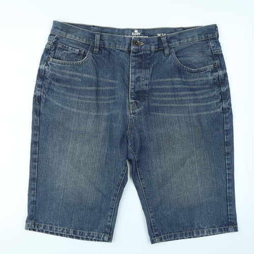 Easy Mens Blue  Denim Cargo Shorts Size 38 in
