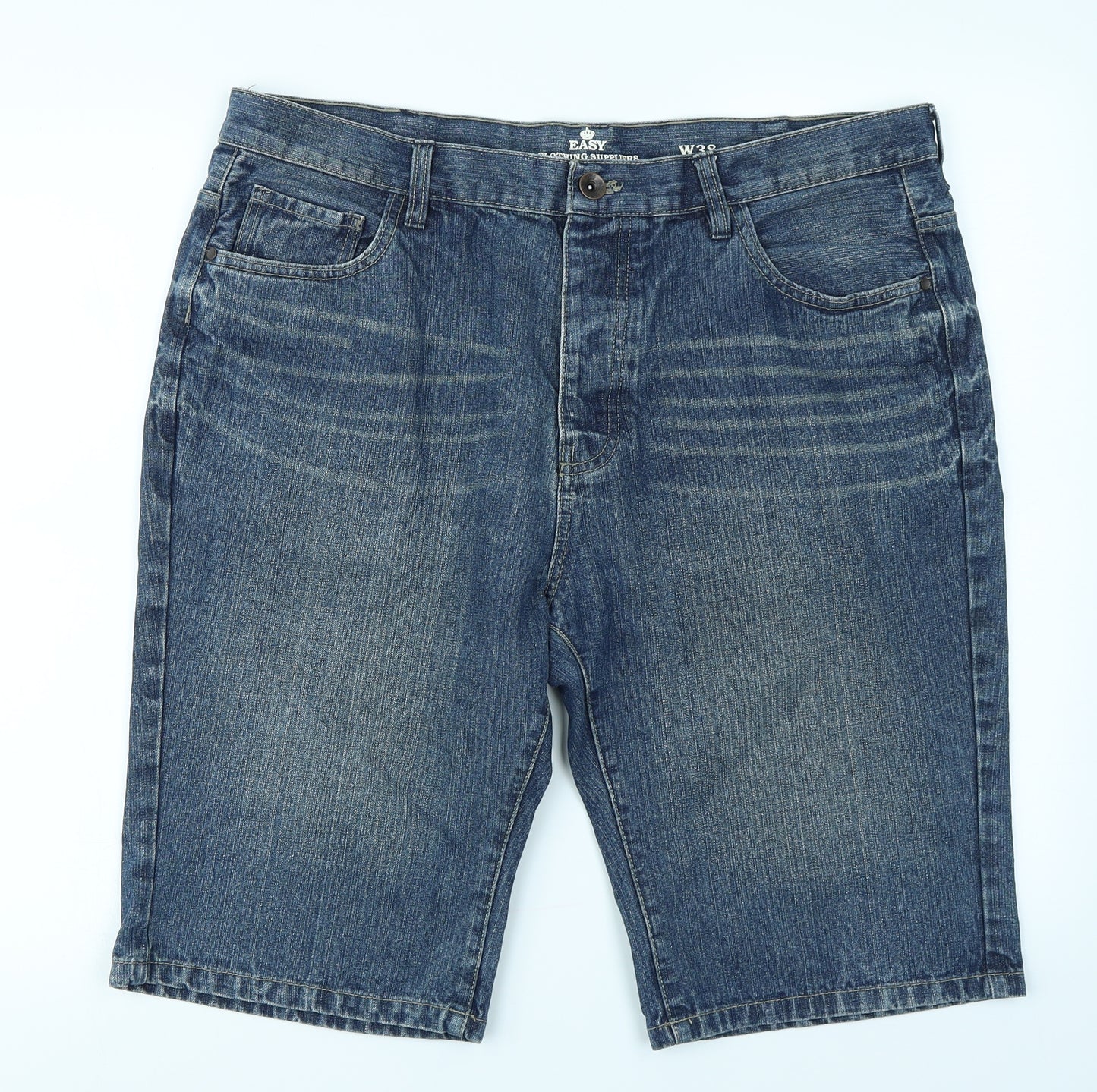 Easy Mens Blue  Denim Cargo Shorts Size 38 in