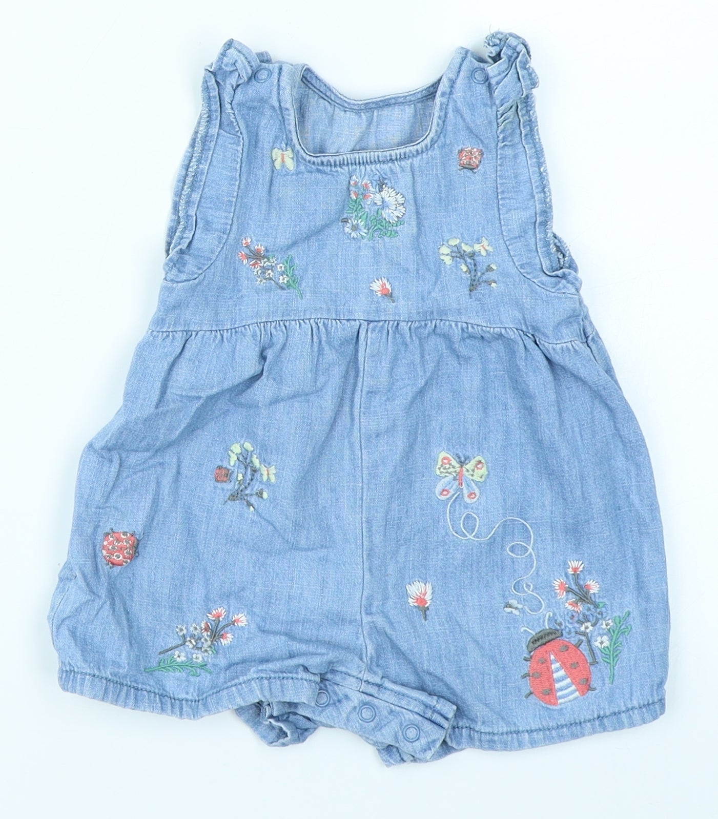 Nutmeg Girls Blue  Denim Romper One-Piece Size 3-6 Months