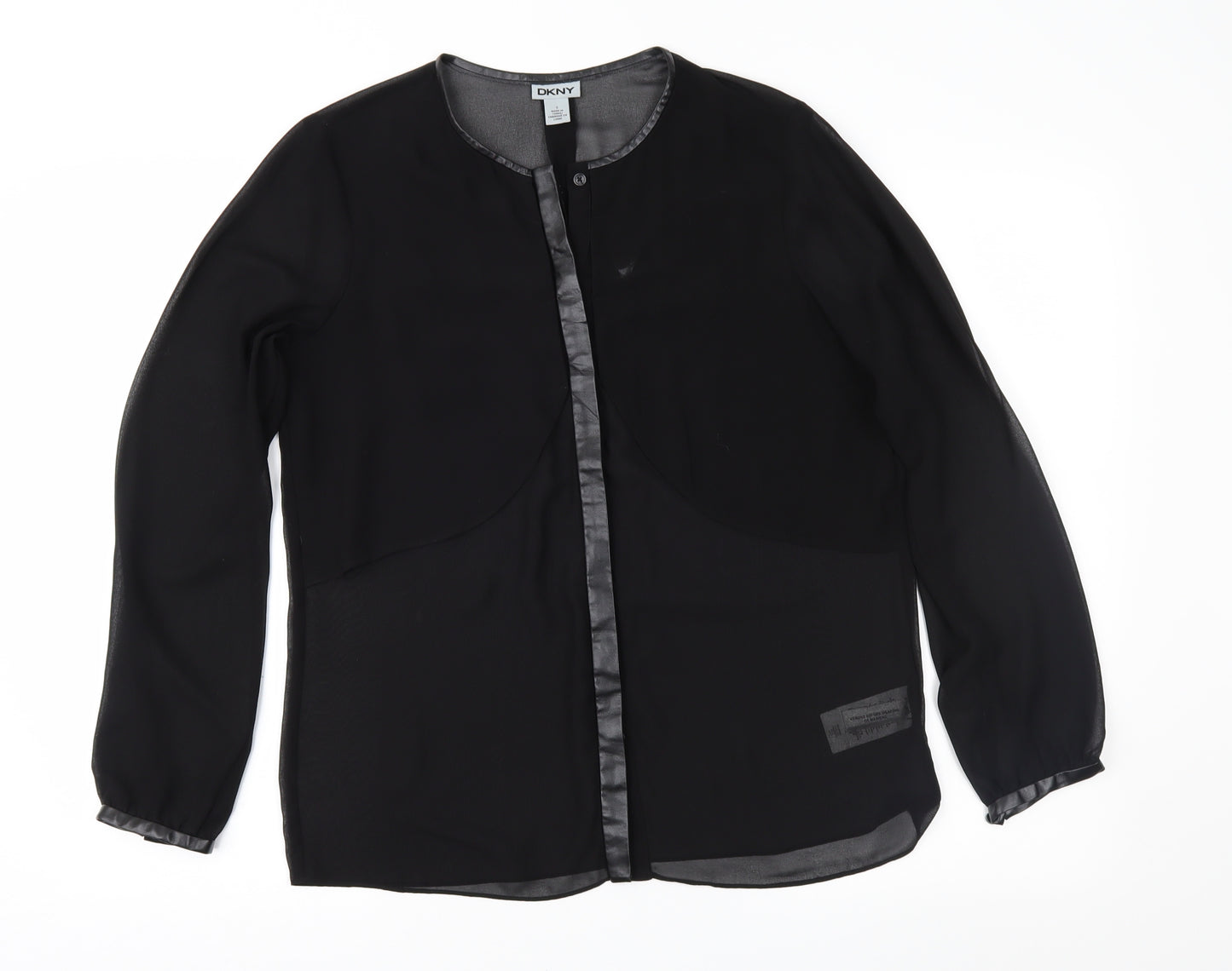 DKNY Womens Black  Chiffon Basic Blouse Size S