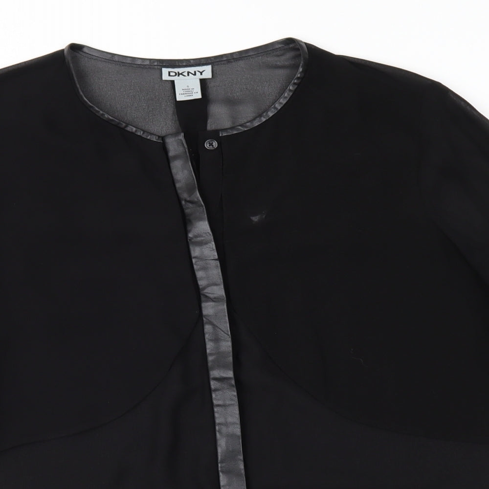 DKNY Womens Black  Chiffon Basic Blouse Size S