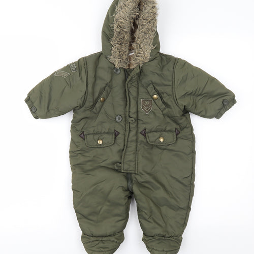 Ladybird Boys Green   Military Jacket Snowsuit Size 3-6 Months