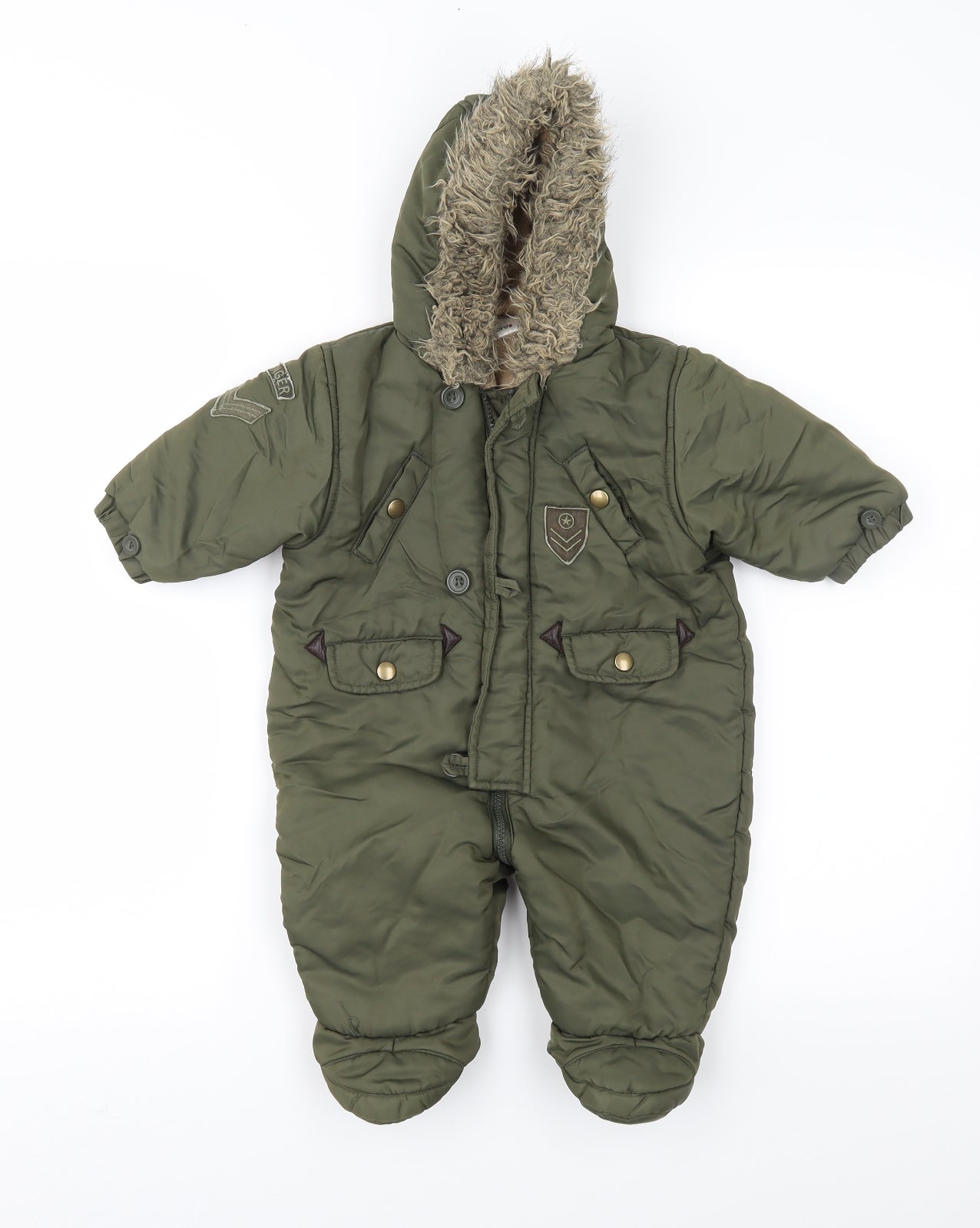 Ladybird Boys Green   Military Jacket Snowsuit Size 3-6 Months