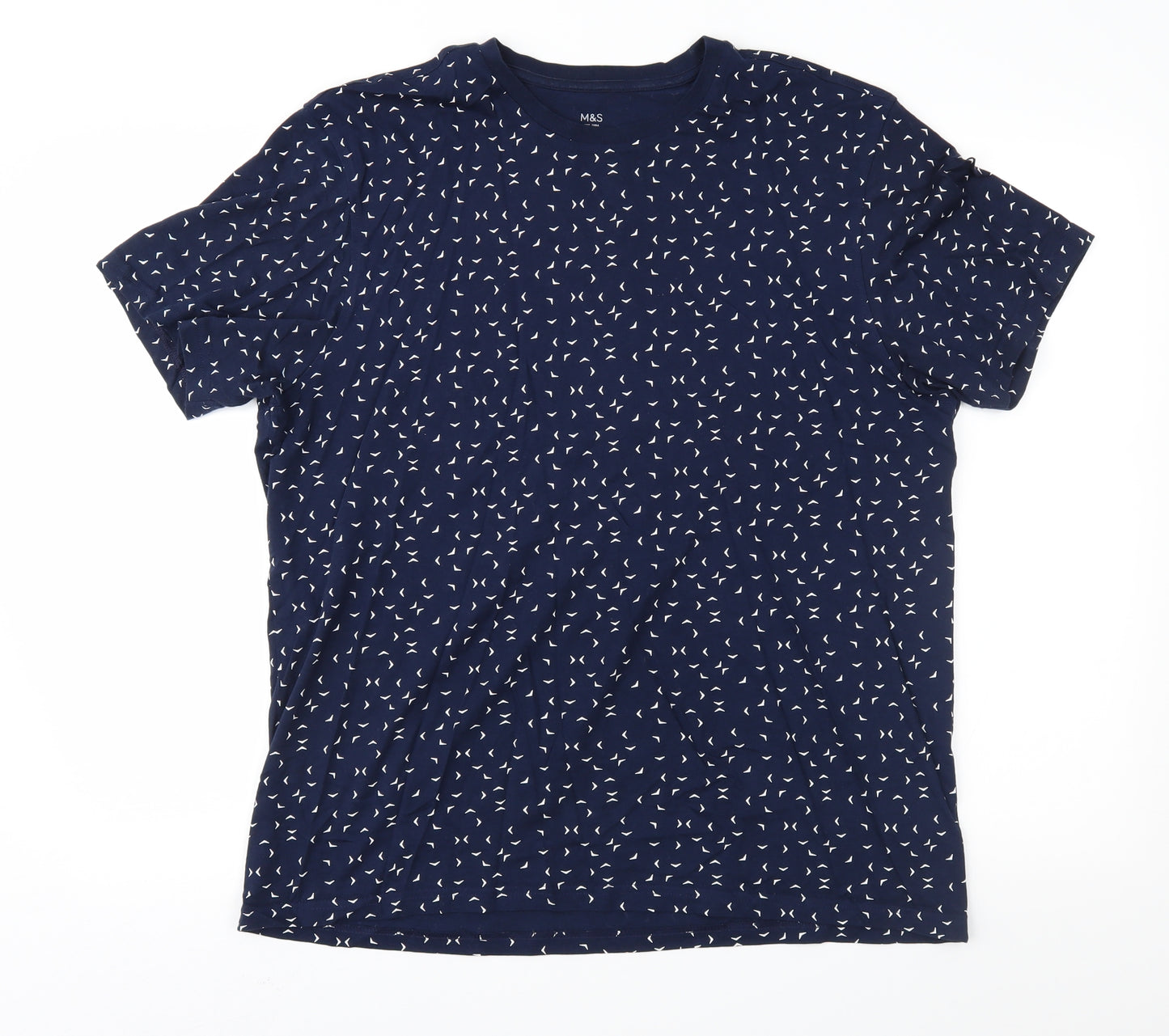 Marks and Spencer Mens Blue Geometric Jersey  T-Shirt Size M