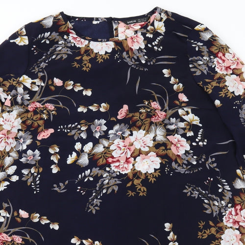 SheIn Womens Blue Floral  A-Line  Size 8