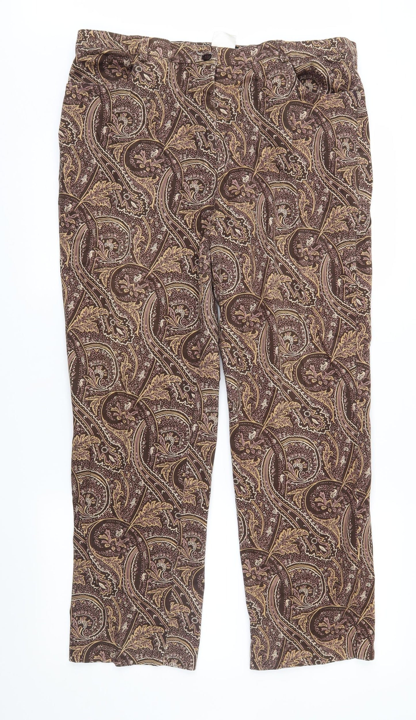 Arvida Womens Brown Paisley  Chino Trousers Size 14 L30 in