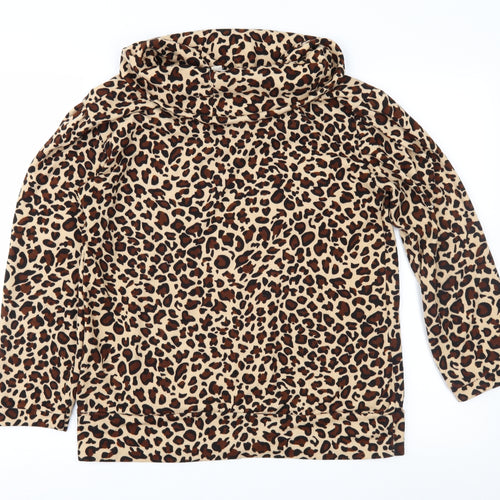 Annabelle Womens Brown Animal Print  Basic Blouse Size L