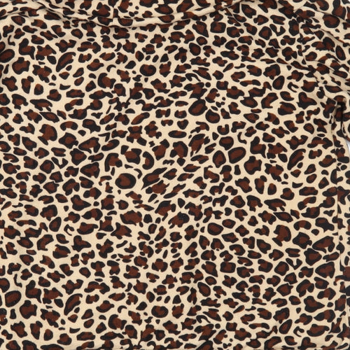 Annabelle Womens Brown Animal Print  Basic Blouse Size L