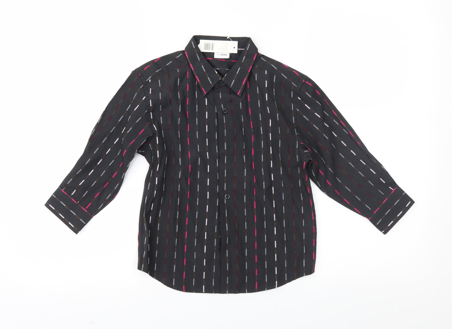 Ethel Austin Boys Black Geometric  Basic Button-Up Size 4-5 Years