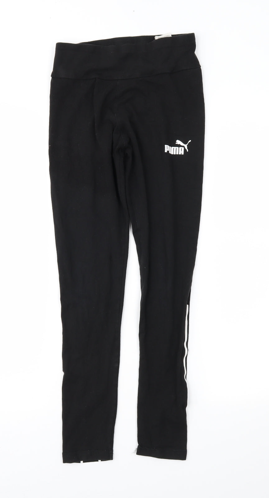 PUMA Womens Black  Jersey Cropped Leggings Size XS L25 in