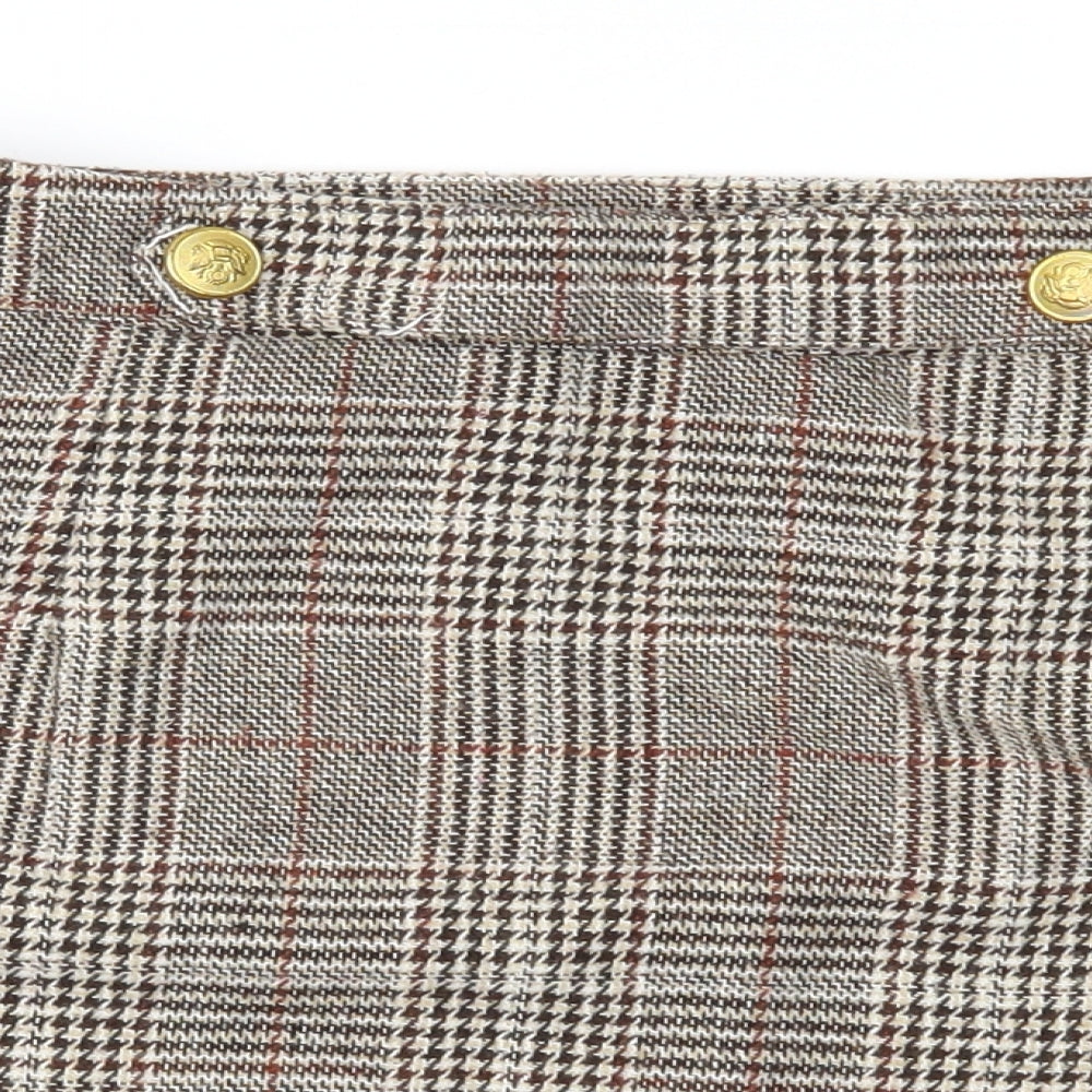 PRETTYLITTLETHING Womens Brown Plaid Tweed Mini Skirt Size 12