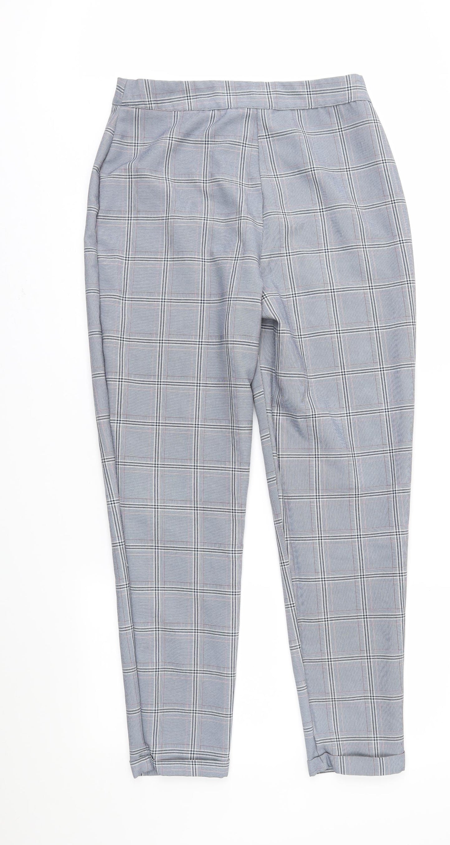 Boohoo Womens Grey Check  Trousers  Size 12 L28 in