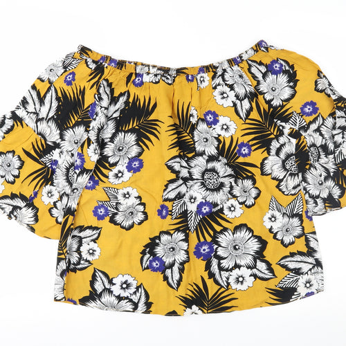 Papaya Womens Yellow Floral  Basic Blouse Size 12
