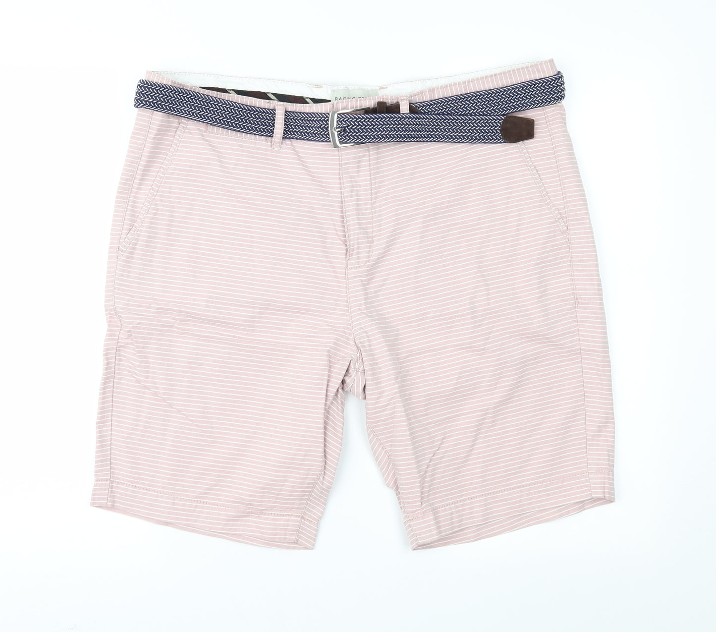 Racing Green Mens Pink Striped  Chino Shorts Size 38 in
