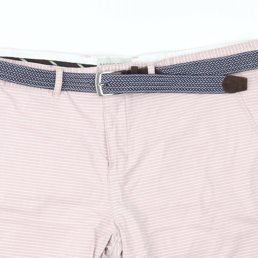 Racing Green Mens Pink Striped  Chino Shorts Size 38 in