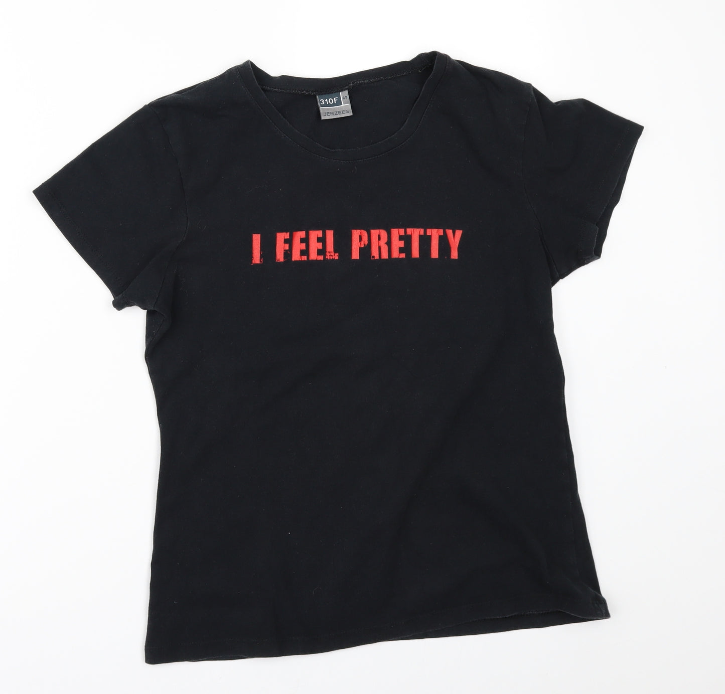 JERZEES Womens Black   Basic T-Shirt Size S  - I FEEL PRETTY