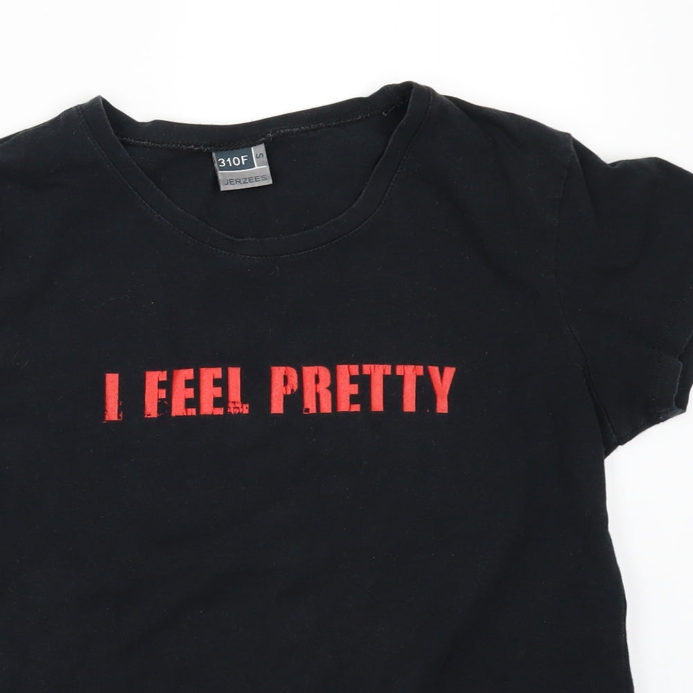 JERZEES Womens Black   Basic T-Shirt Size S  - I FEEL PRETTY
