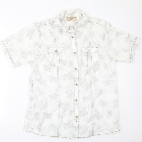 George Mens Beige Floral   Button-Up Size L