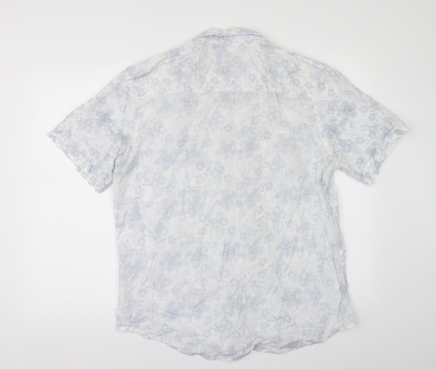 Sand stone Mens White Floral   Button-Up Size L