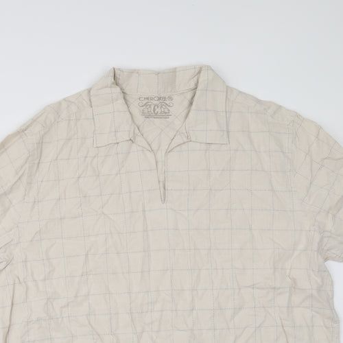 Cherokee Mens Beige Check   Button-Up Size XL