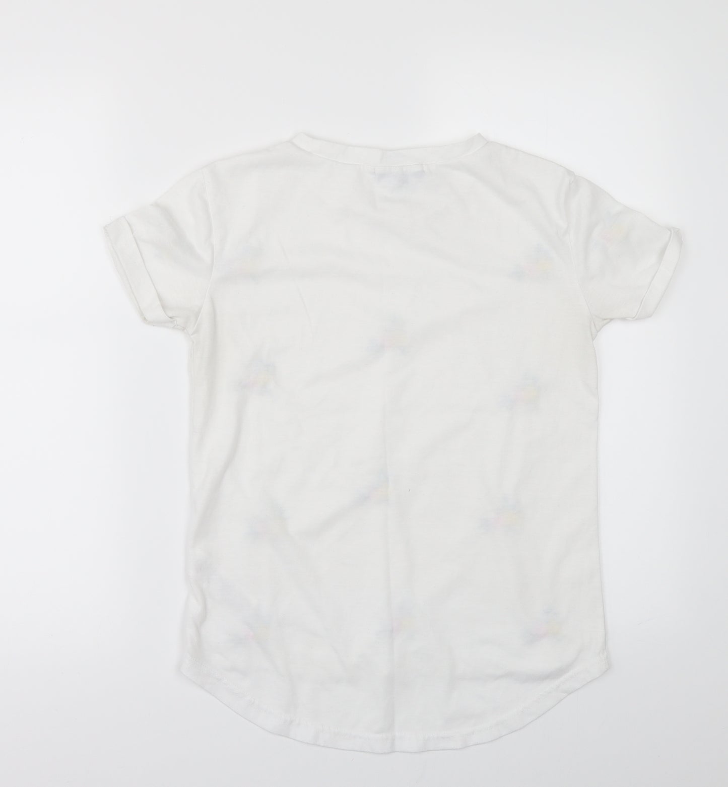 CAMEO ROSE Womens White Floral  Basic T-Shirt Size 6